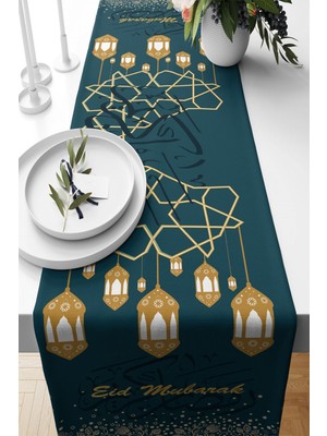 Özbience Ramazan Feneri Hilal Eid Mubarak Leke Tutmaz Kumaş Salon ve Mutfak Runnerı