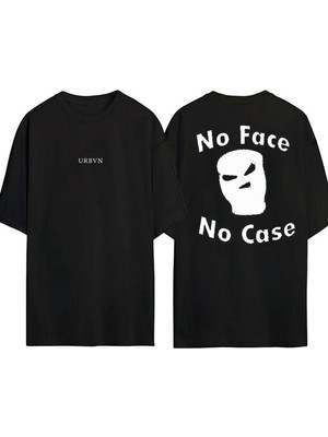 Urbvn No Face Tasarım Baskılı Siyah Oversize T Shirt