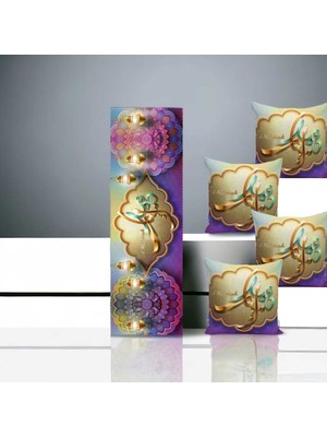 Özbience Mandala Tasarımlı Ramazan Temalı Runner ve Kırlent Kılıfı Seti