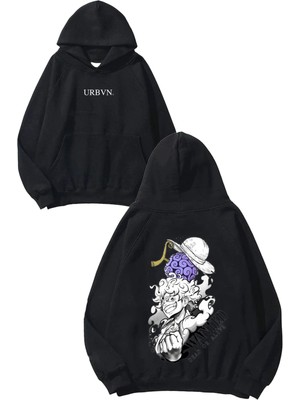 Urbvn Dead Or Alive Tasarım Baskılı Oversize Siyah Kapüşonlu Sweatshirt
