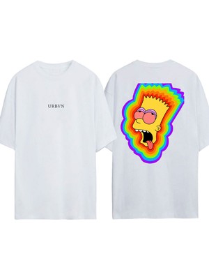 Urbvn Tribal Bart Tasarım Baskılı Beyaz Oversize T-Shirt