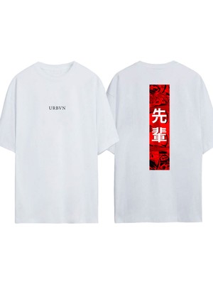 Urbvn Korean 1 Tasarım Baskılı Beyaz Oversize T-Shirt