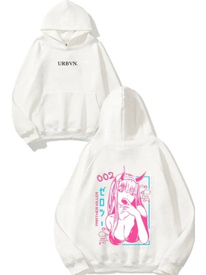 Urbvn Partner Killer Tasarım Baskılı Oversize Beyaz Kapüşonlu Sweatshirt