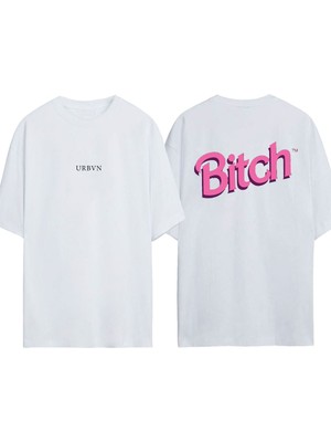 Urbvn Bxtch Tasarım Baskılı Beyaz Oversize T-Shirt