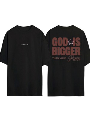 Urbvn Pain Tasarım Baskılı Siyah Oversize T Shirt