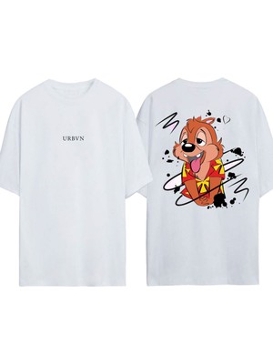 Urbvn Love Sincap Tasarım Baskılı Beyaz Oversize T-Shirt
