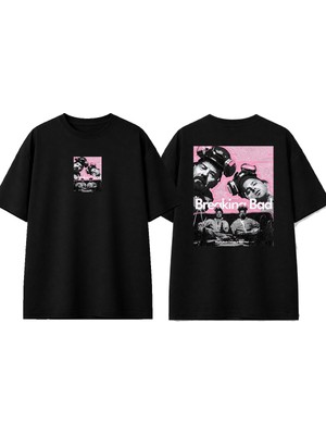 Urbvn Breaking 2 Tasarım Baskılı Siyah Oversize T-Shirt