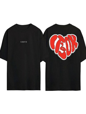 Urbvn Itsok Tasarım Baskılı Siyah Oversize T Shirt