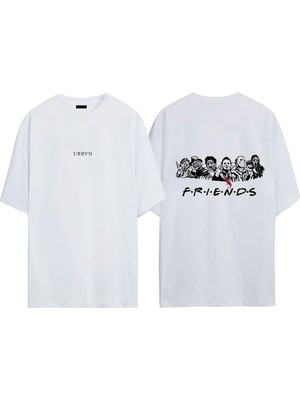Urbvn Friends Tasarım Baskılı Beyaz Oversize T-Shirt