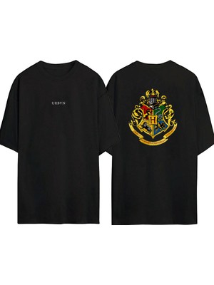 Urbvn Harry Potter Tasarım Baskılı Siyah Oversize T Shirt