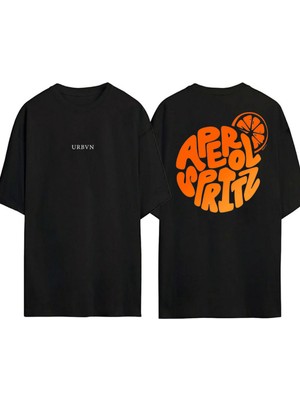 Urbvn Spritz Tasarım Baskılı Siyah Oversize T Shirt