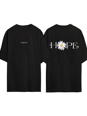 Urbvn Hope Tasarım Baskılı Siyah Oversize T Shirt