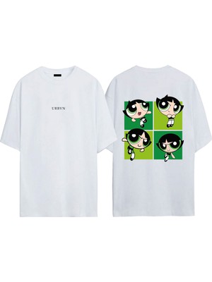 Urbvn Buttercup Tasarım Baskılı Beyaz Oversize T-Shirt