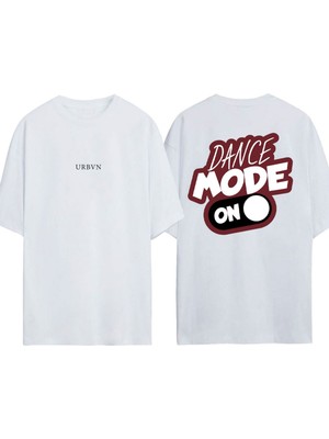 Urbvn Dance Mode Tasarım Baskılı Beyaz Oversize T-Shirt