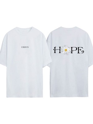 Urbvn Hope Tasarım Baskılı Beyaz Oversize T-Shirt
