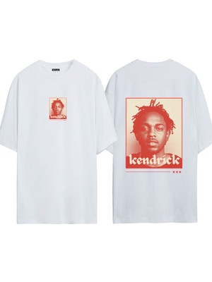 Urbvn Kendrick 1 Tasarım Baskılı Beyaz Oversize T Shirt