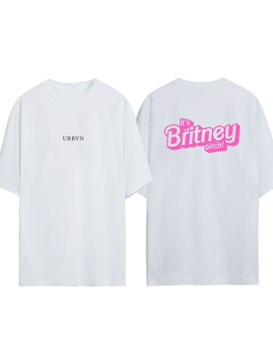 Urbvn Britney 2 Tasarım Baskılı Beyaz Oversize T-Shirt