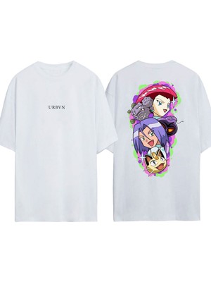 Urbvn Rockets Tasarım Baskılı Beyaz Oversize T-Shirt