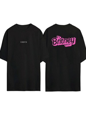 Urbvn Britney 2 Tasarım Baskılı Siyah Oversize T Shirt