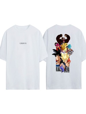 Urbvn Dragonballs 3 Tasarım Baskılı Beyaz Oversize T-Shirt