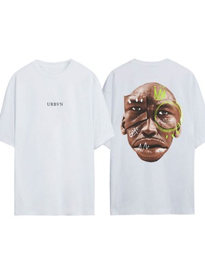 Urbvn Goat Tasarım Baskılı Beyaz Oversize T-Shirt