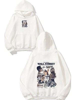 Urbvn Street 1 Tasarım Baskılı Oversize Beyaz Kapüşonlu Sweatshirt