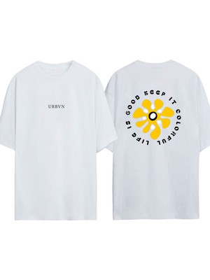 Urbvn Good Keep It Tasarım Baskılı Beyaz Oversize T-Shirt