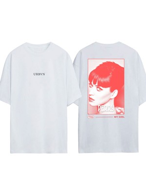 Urbvn Perry Tasarım Baskılı Beyaz Oversize T-Shirt
