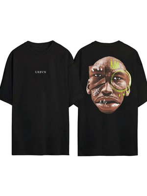 Urbvn Goat Tasarım Baskılı Siyah Oversize T Shirt