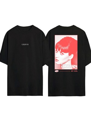 Urbvn Perry Tasarım Baskılı Siyah Oversize T Shirt