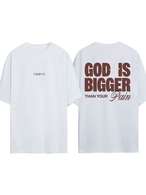Urbvn Pain Tasarım Baskılı Beyaz Oversize T-Shirt