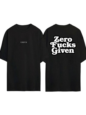 Urbvn Zero Tasarım Baskılı Siyah Oversize T Shirt