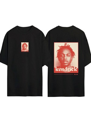 Urbvn Kendrick 1 Tasarım Baskılı Siyah Oversize T Shirt