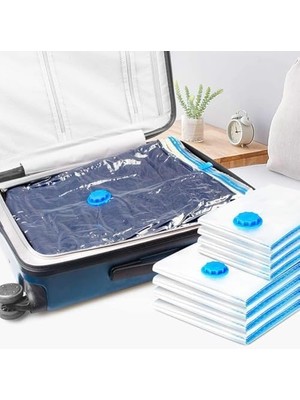 Skygo Süper Kalite 3 Boy 5'li Paket Vakumlu Hurç, 2 Adet 70X50CM, 2 Adet 80X60CM, 1 Adet 100X80CM, El Pompası Hediye, Giysi Yastık Yorgan Yazlık Kışlık Seyahat Için Vakumlu Saklama Torbaları