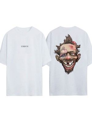 Urbvn Just Man Tasarım Baskılı Beyaz Oversize T-Shirt
