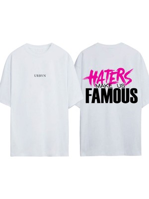 Urbvn Famous Tasarım Baskılı Beyaz Oversize T-Shirt