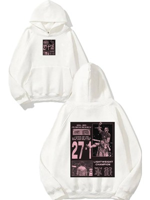 Urbvn Islam Tasarım Baskılı Oversize Beyaz Kapüşonlu Sweatshirt