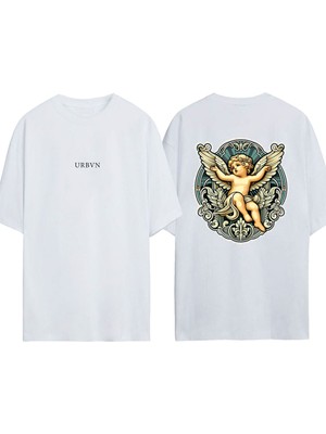 Urbvn Baby Angel Tasarım Baskılı Beyaz Oversize T-Shirt