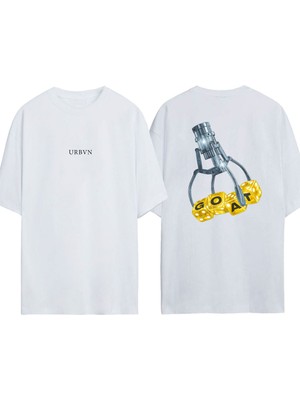 Urbvn Catch Goat Tasarım Baskılı Beyaz Oversize T-Shirt