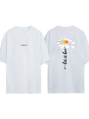 Urbvn Let It Her Tasarım Baskılı Beyaz Oversize T-Shirt