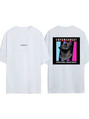 Urbvn Empowerment Tasarım Baskılı Beyaz Oversize T-Shirt