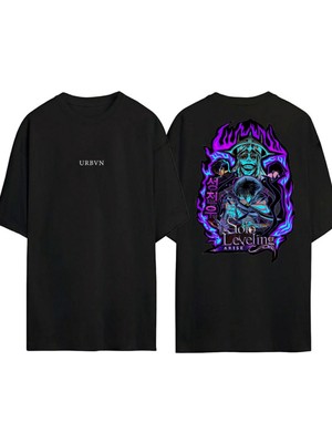 Urbvn Arise Tasarım Baskılı Siyah Oversize T Shirt