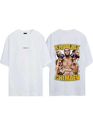 Urbvn Khamzat Tasarım Baskılı Beyaz Oversize T-Shirt