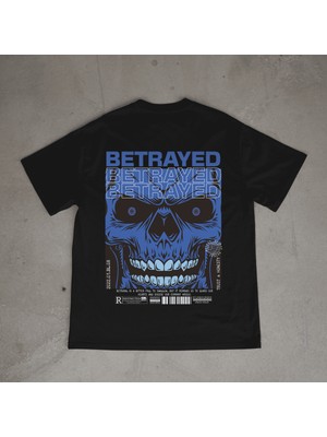 Urbvn Betrayed Tasarım Baskılı Siyah Oversize T-Shirt