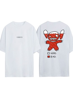 Urbvn Bad Tasarım Baskılı Beyaz Oversize T-Shirt
