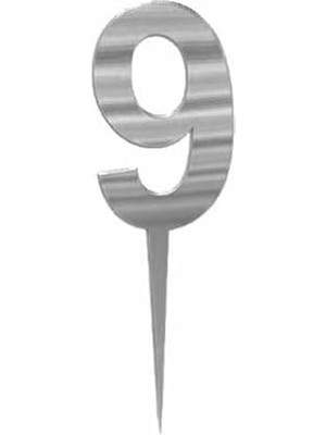 Skygo Pasta Için Rakam Gümüş Renk Doğum Günü Yaş Günü Yıl Dönümü Pasta Dekorasyonu, Kişiselleştirilmiş Pasta Süsü (9 Yaş)