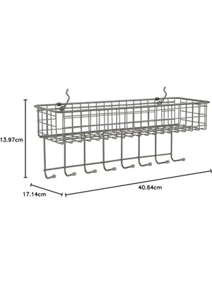 Skygo Diversified Pegboard & Duvara Monte Raf Sepeti ve Kanca Istasyonu, 40,64 cm U x 14,0 cm G, Endüstriyel Gri