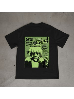 Urbvn Punk Tasarım Baskılı Siyah Oversize T-Shirt