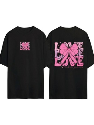 Urbvn Love 1 Tasarım Baskılı Siyah Oversize T Shirt