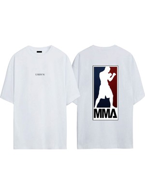 Urbvn Mma Tasarım Baskılı Beyaz Oversize T-Shirt